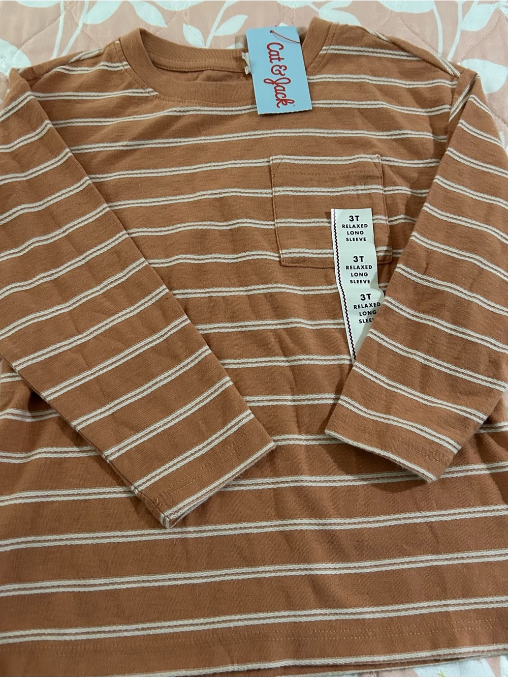 Cat & Jack  Rust Brown and White Striped Long Sleeve Shirt